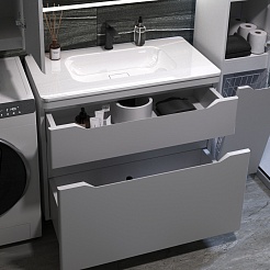 Style Line Тумба с раковиной Марелла 90 Люкс Plus антискрейтч белая матовая – фотография-2